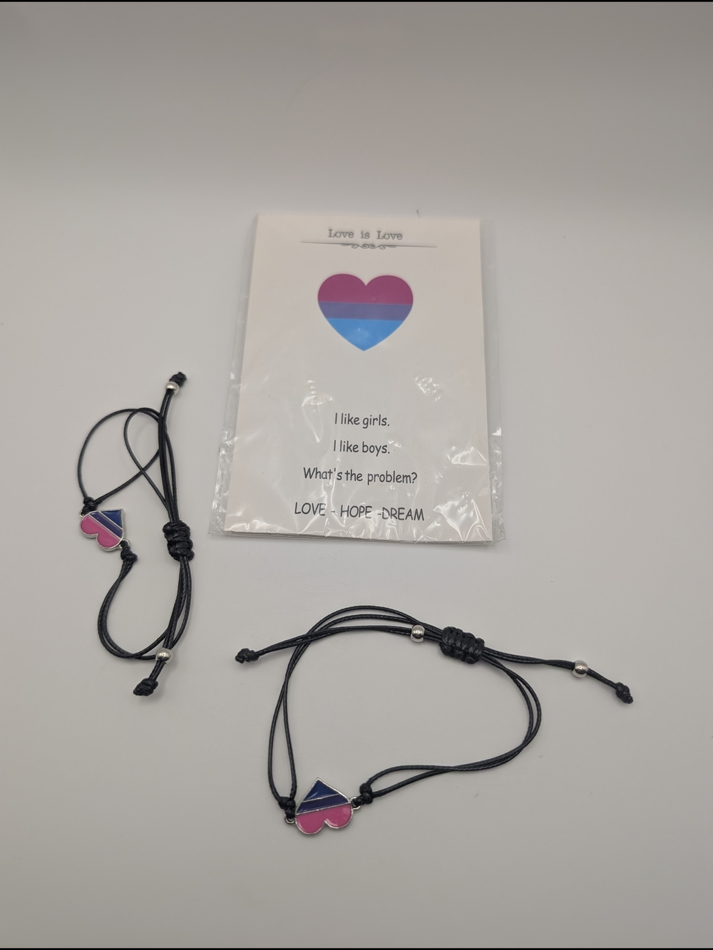 Set Of 2 Fashion Jewelry Pull String Bracelets PRIDE Hearts Love Is Love New